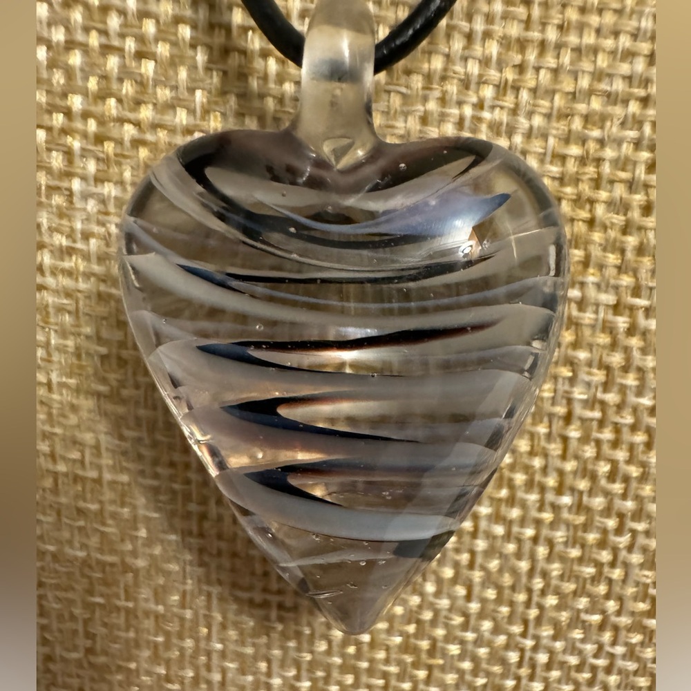 Heart Shaped Lampwork Glass Pendant Necklace